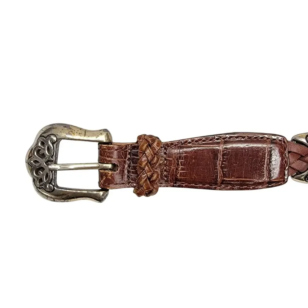 Brighton Vintage 1996 Womens Braided Leather Western Concho Belt Brown Size M